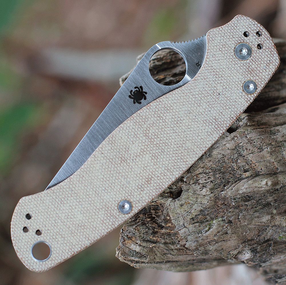 Spyderco Paramilitary 2 Knife Brown Micarta (3.4" Satin CRU-WEAR) C81MPCW2