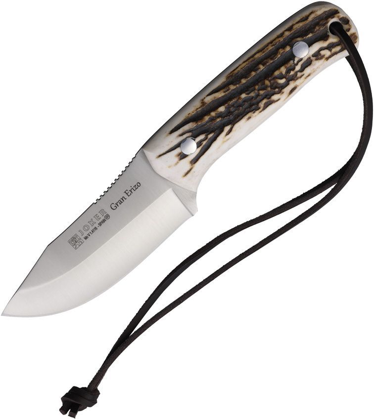 Joker Gran Erizo Fixed Stag Bone Handle Satin 1.4116 Stainless Blade W/Leather Sheath JKRCC145
