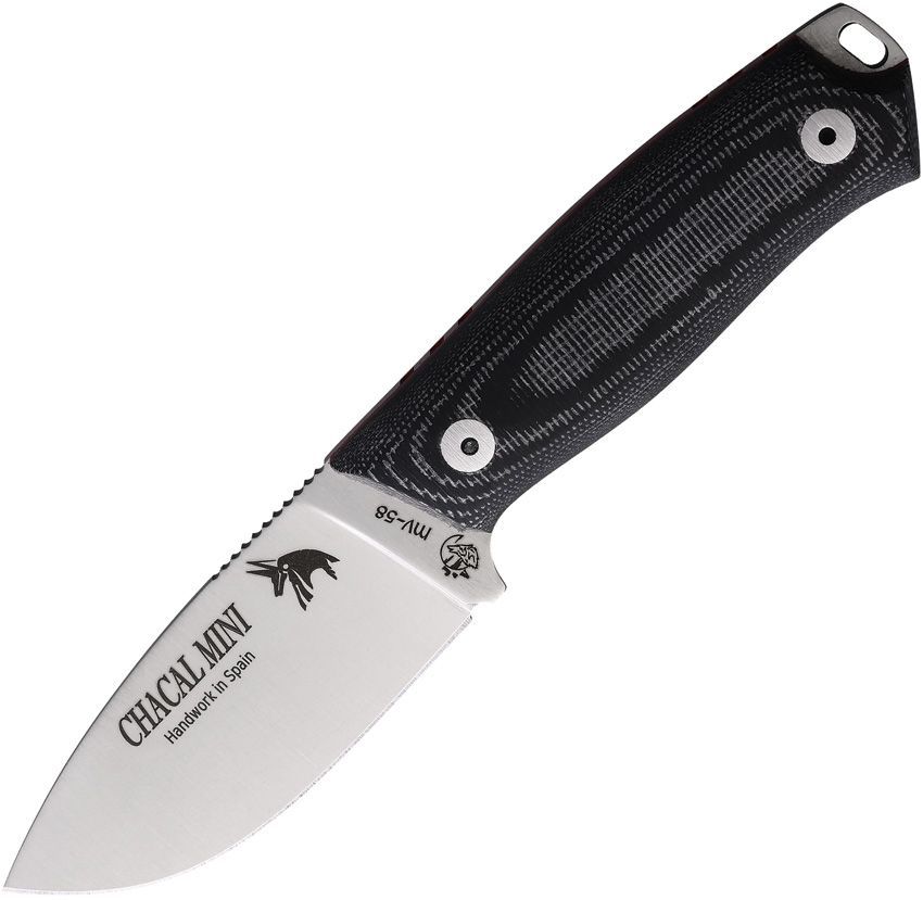 J&amp;V Adventure Knives Chacal Mini Fixed Blade - MV-58, Black Micarta