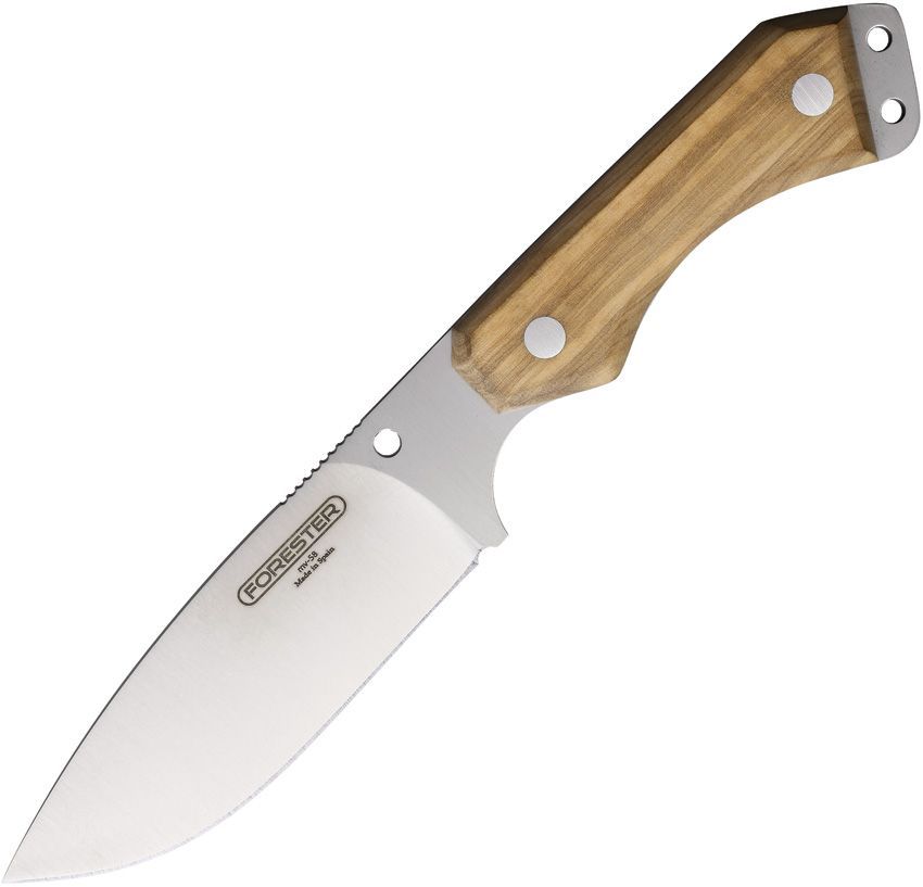 Forester 001O Esqueleto Satin Drop Point Fixed Blade Knife Olive Wood Handles