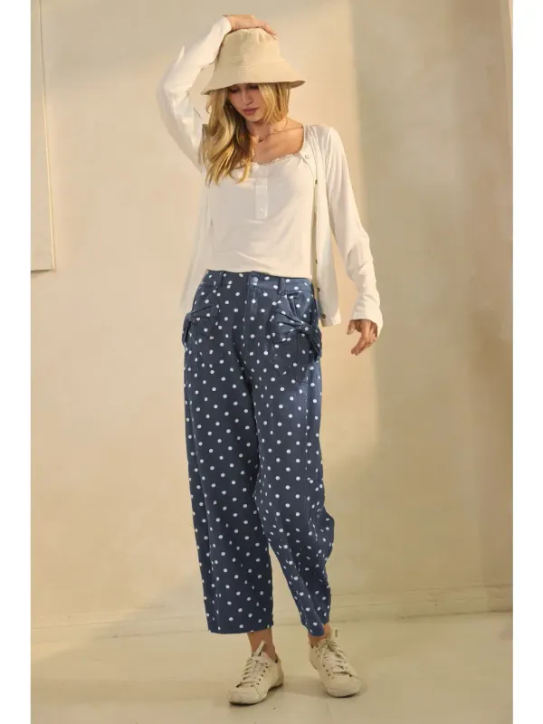 Pant - High-Rise Denim Polka Dot - Denim - Large