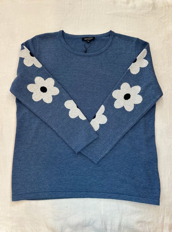 Sweater - Blue Daisy - 2X-Large