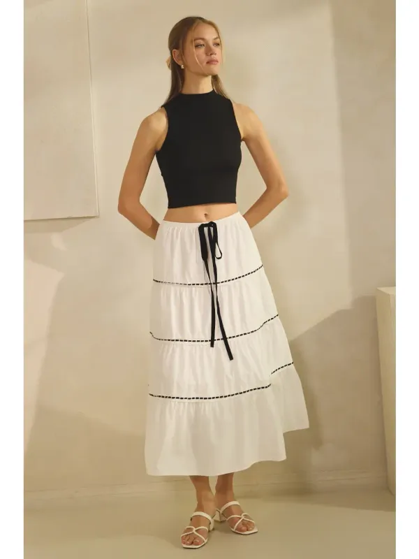 Skirt - Poplin Midi White - Large