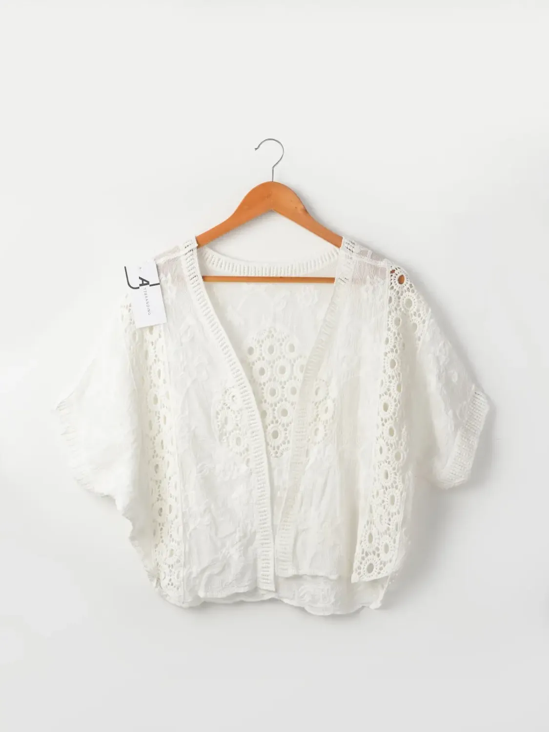 Open Lace Cardigan - White - O/S