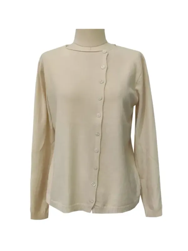 Sweater - Asymmetrical Button - Cream - Medium
