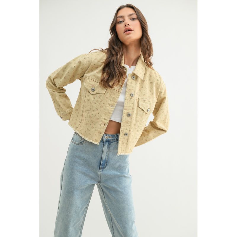Jacket - Floral Relaxed Cropped - Mocha Pink - Medium