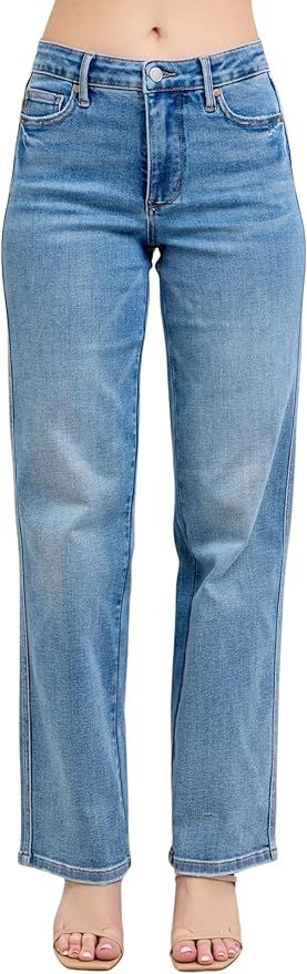 Mid Rise Petite Tummy Control Vintage Wash Straight - 7