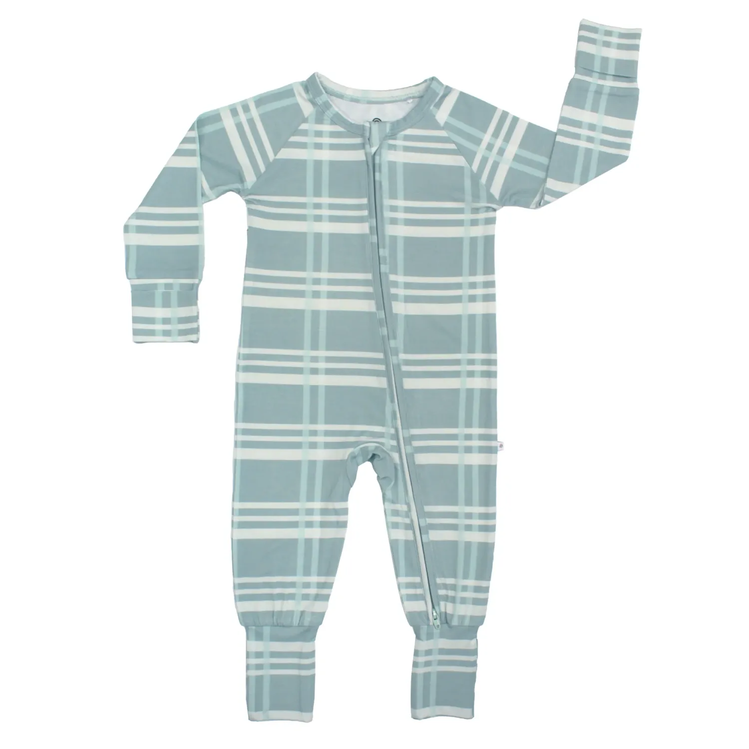 Romper - Bamboo Convertible Footie - Blue Plaid - 12-18 M