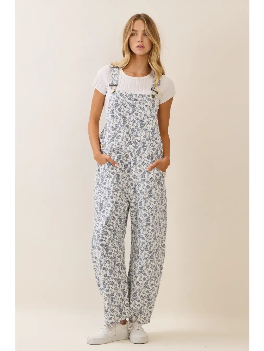 Jumpsuit - Floral Printed Cropped - Washed Flower - L