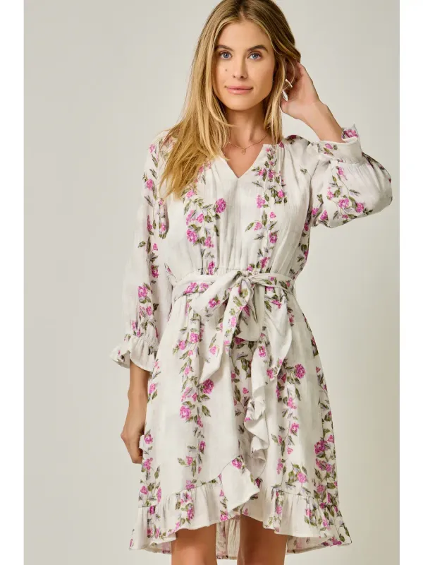 Dress - Floral Print Ruffle - Small
