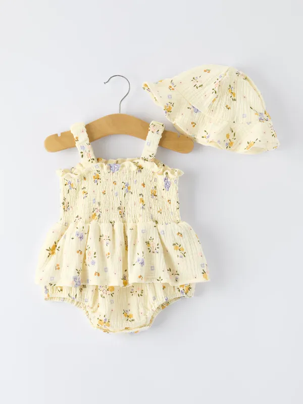 Romper - Muslin Floral with Hat - 18 months