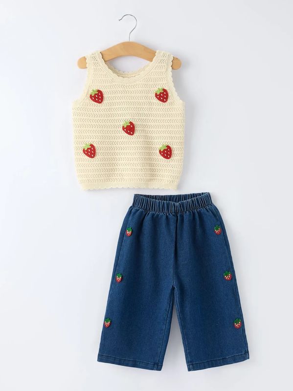 Pant/Vest Set - Spring Strawberry - 3Y