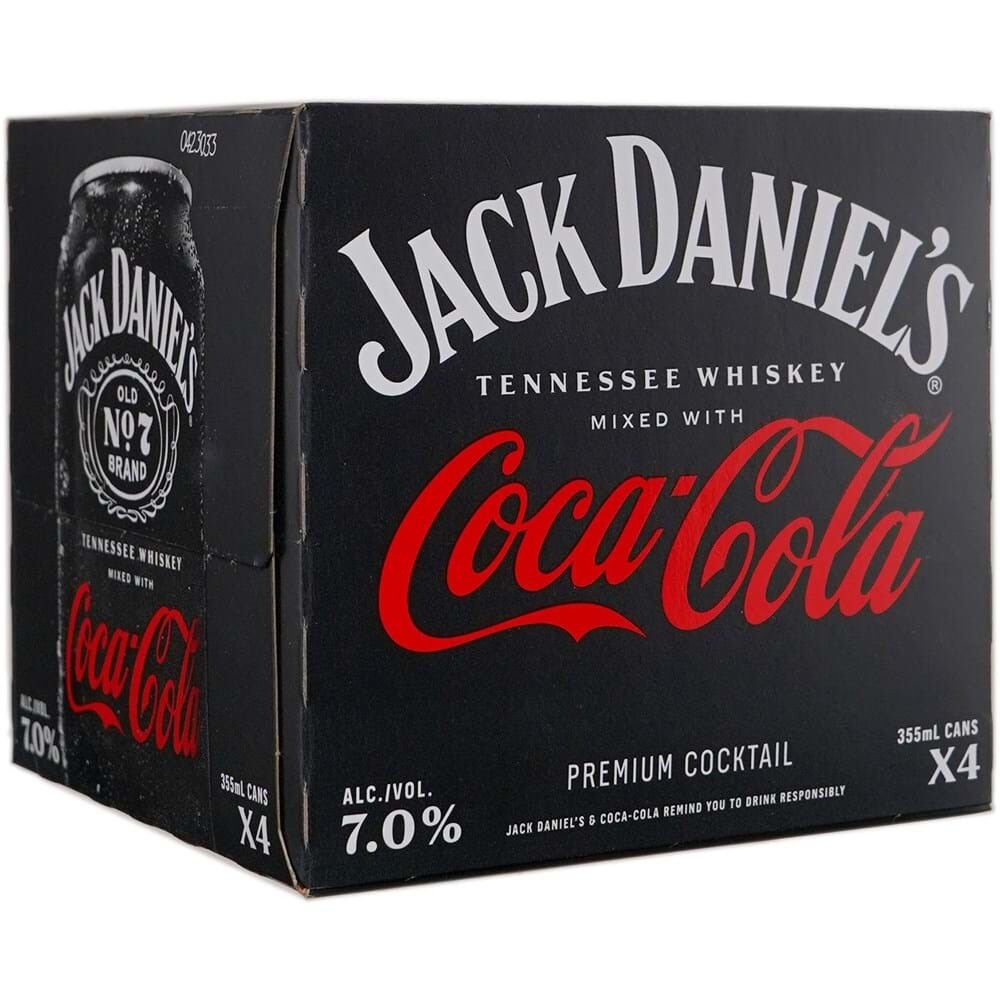 Jack Daniel&#39;s Whiskey &amp; Coca Cola 4pk Can