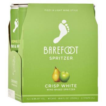Barefoot Wine - Crisp White 4pk Spritzer Can