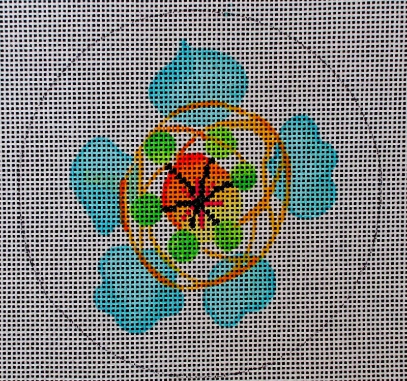PS23B: Blue Flower with Orange and Green Center