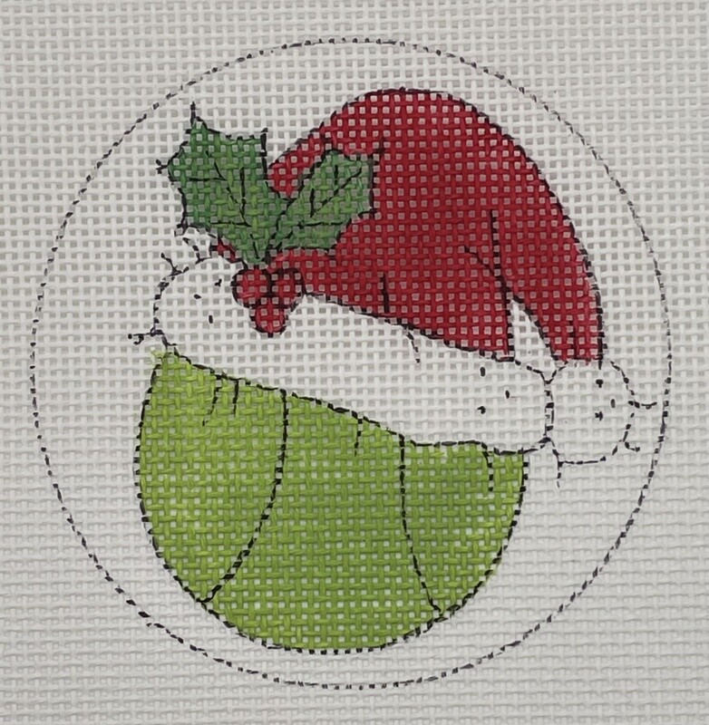 X515: Tennis Ball w/Santa Hat Ornament