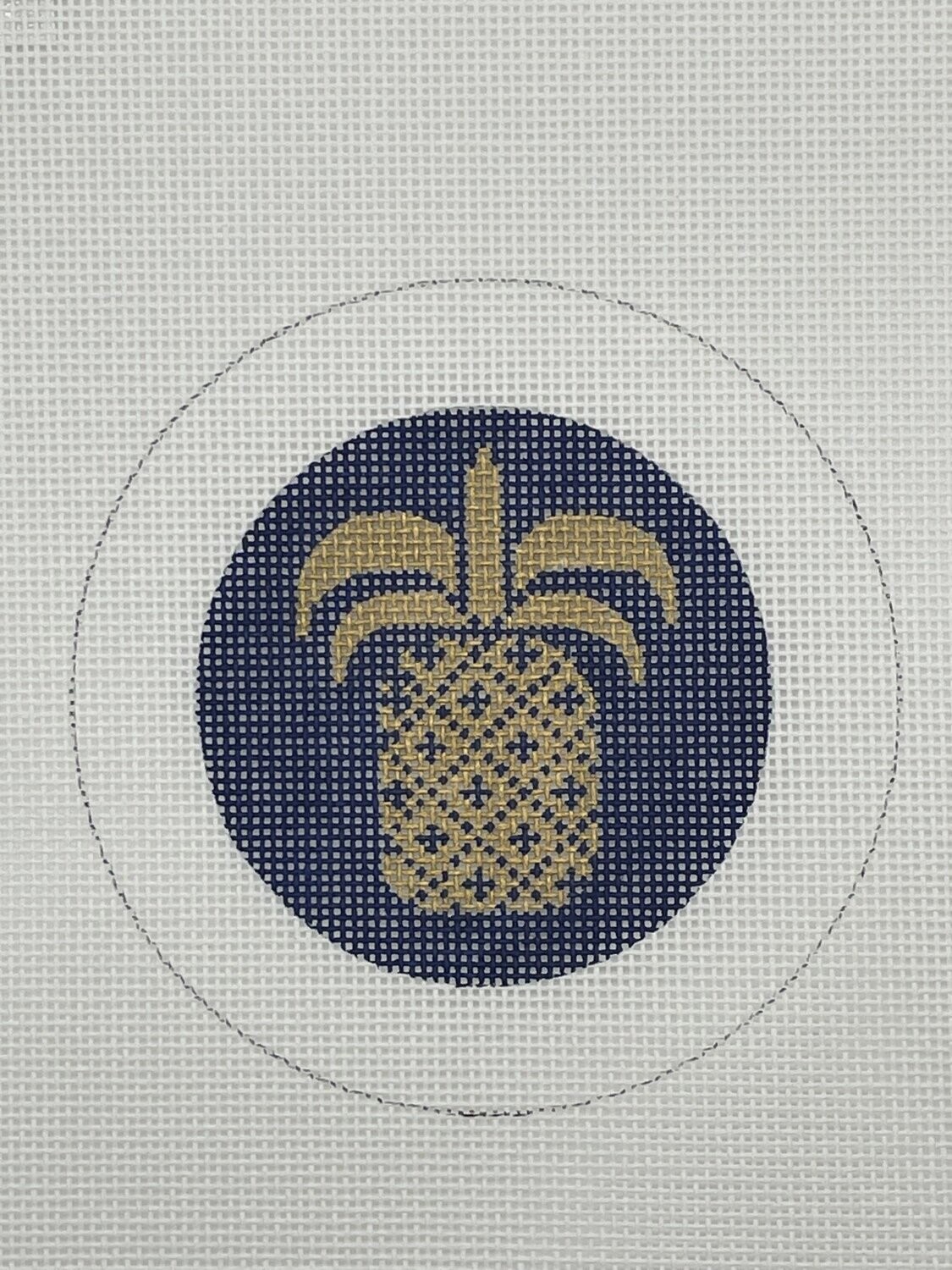 BC8: Gold Pineapple on Navy Button (18 ct)