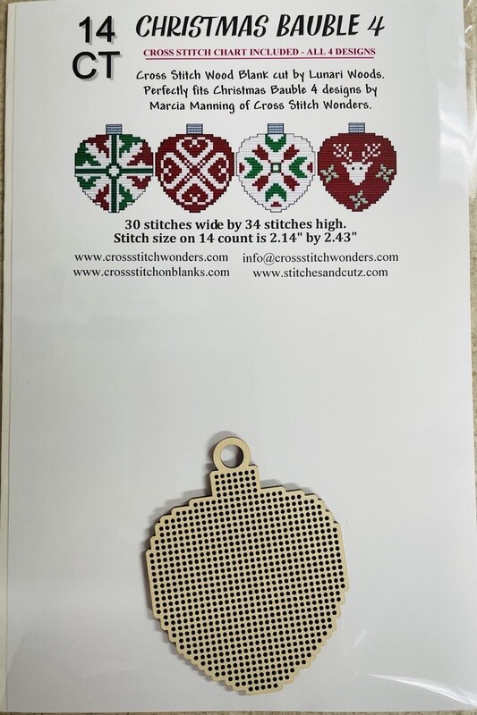Christmas Bauble 4 Wood Blank and Chart (14 Ct)
