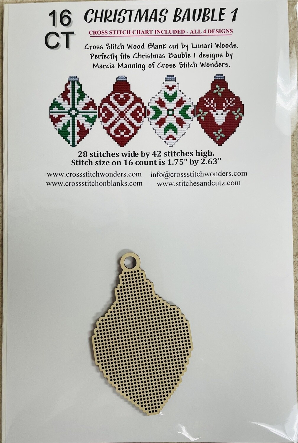 Christmas Bauble I Wood Blank and Chart (16 Ct)