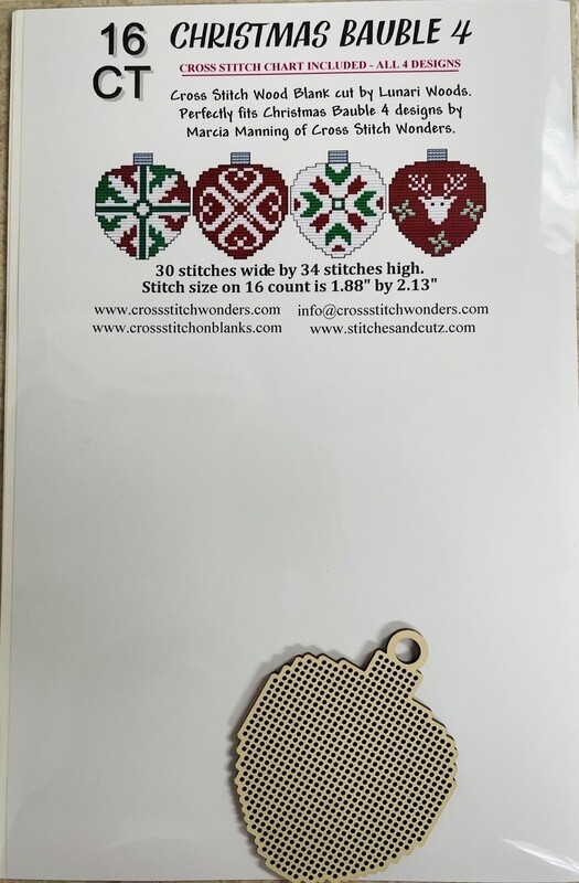 Christmas Bauble 4 Wood Blank and Chart (16 Ct)