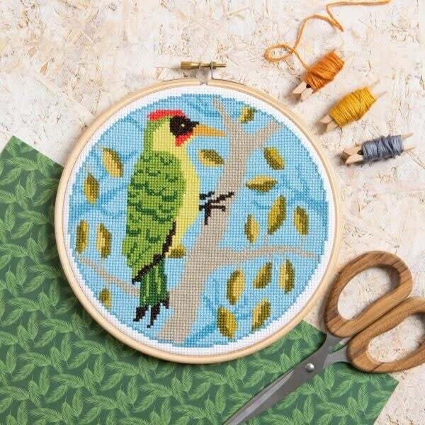 Green Woodpecker Cross Stitch Kit