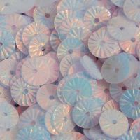 6mm Flat Embossed: White Opalescent