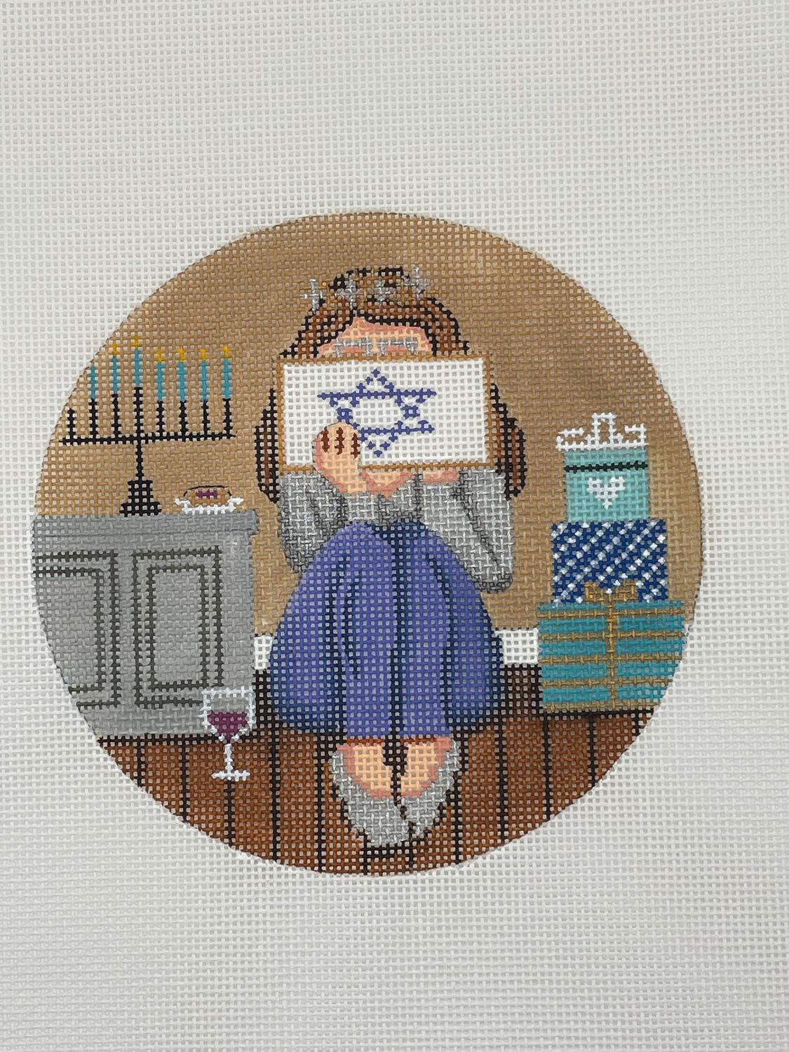GS-197: Hanukkah Stitching Girl Ornament