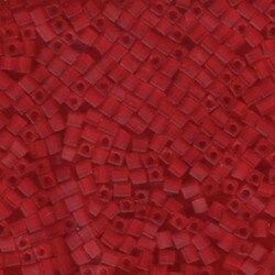 3mm Cube Bead-141F - Matte Trans. Red