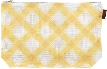 Plaid Mesh Bag: 13"x10.5"x3.24" (Cornsilk)