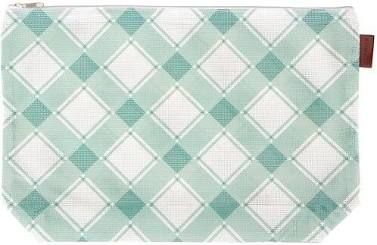 Plaid Mesh Bag: 13"x10.5"x3.24" (Jade)