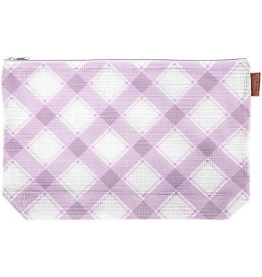 Plaid Mesh Bag: 13"x10.5"x3.24" (Lilac)