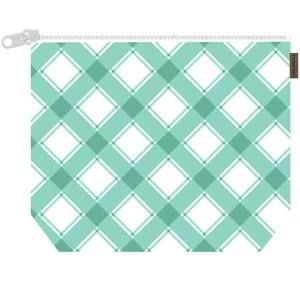Plaid Mesh Bag: 13"x10.5"x3.24" (Misty Green)