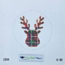 SBN X-91 Plaid Reindeer Antlers Ornament