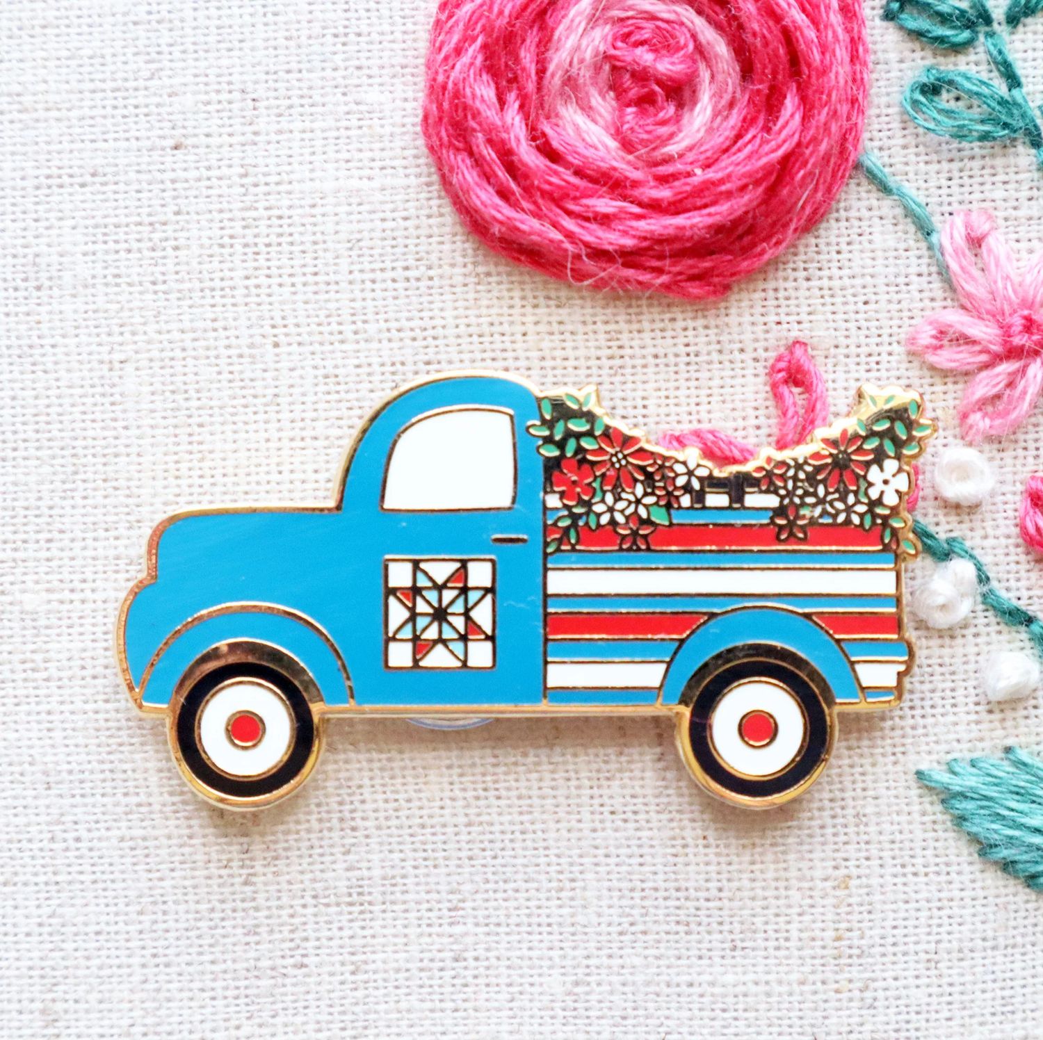 Patriotic Vintage Truck Needle Minder