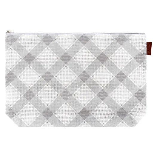 Plaid Mesh Bag: 13"x10.5" (Charcoal)