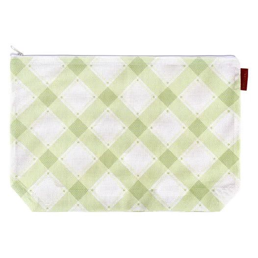 Plaid Mesh Bag: 13"x10.5" (Olive)