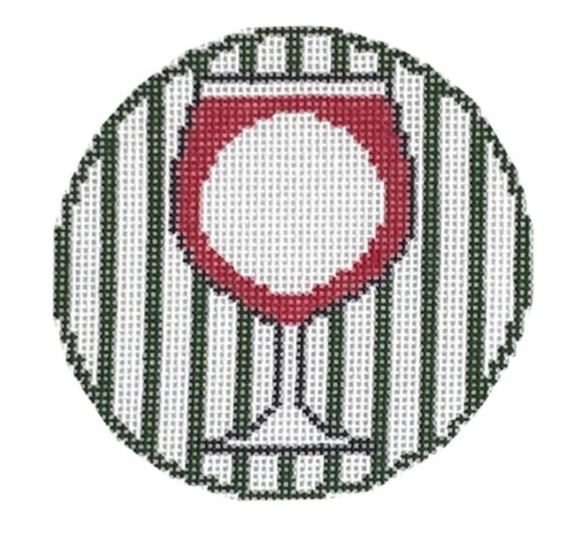 RD120: Wine Glass w/ Blue and White Stripes