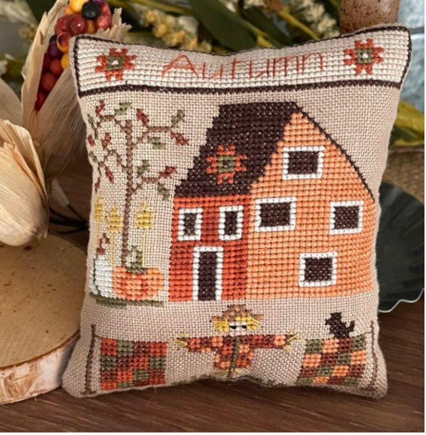 Seasonal Saltbox House Pillow: Autumn