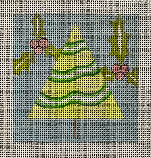 261: Green Stripe xmas tree with Holly