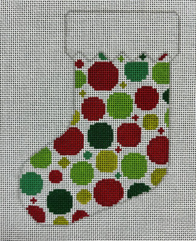 Bauble Dots Red and Green - Mini Stocking