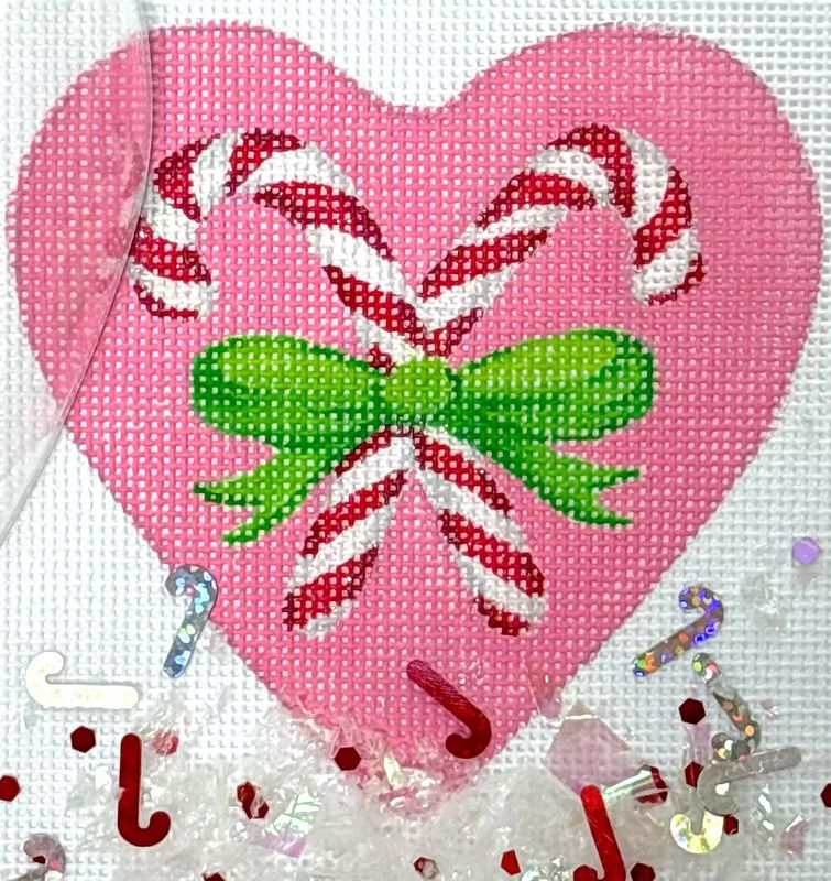 XMD-23: Heart w/Candy Canes Domed Ornament