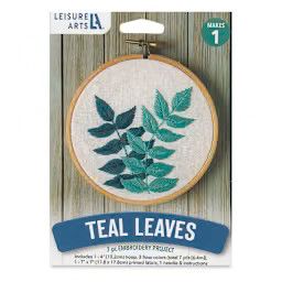 Teal Leaves Embroidery Kit