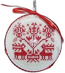 A Redwork Christmas Ornament Cross Stitch Kit