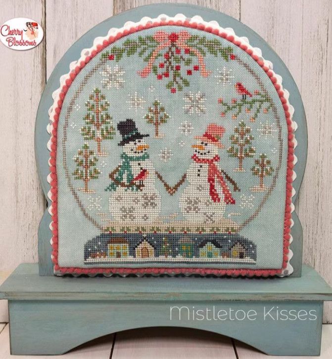 Mistletoe Kisses Cross Stitch Chart #2 in Snow Globe Series