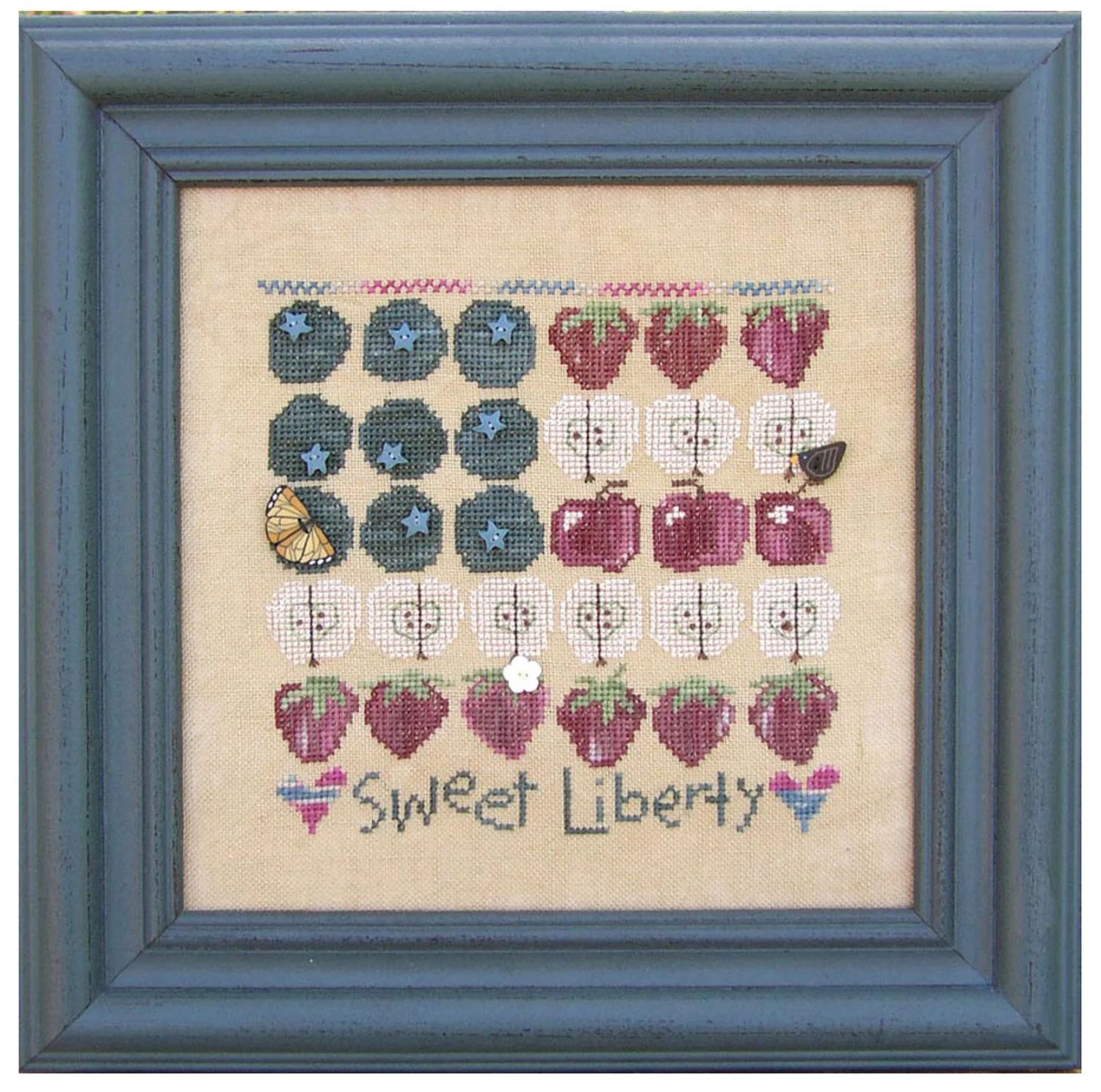 Sweet Liberty Cross Stitch Design w/Buttons