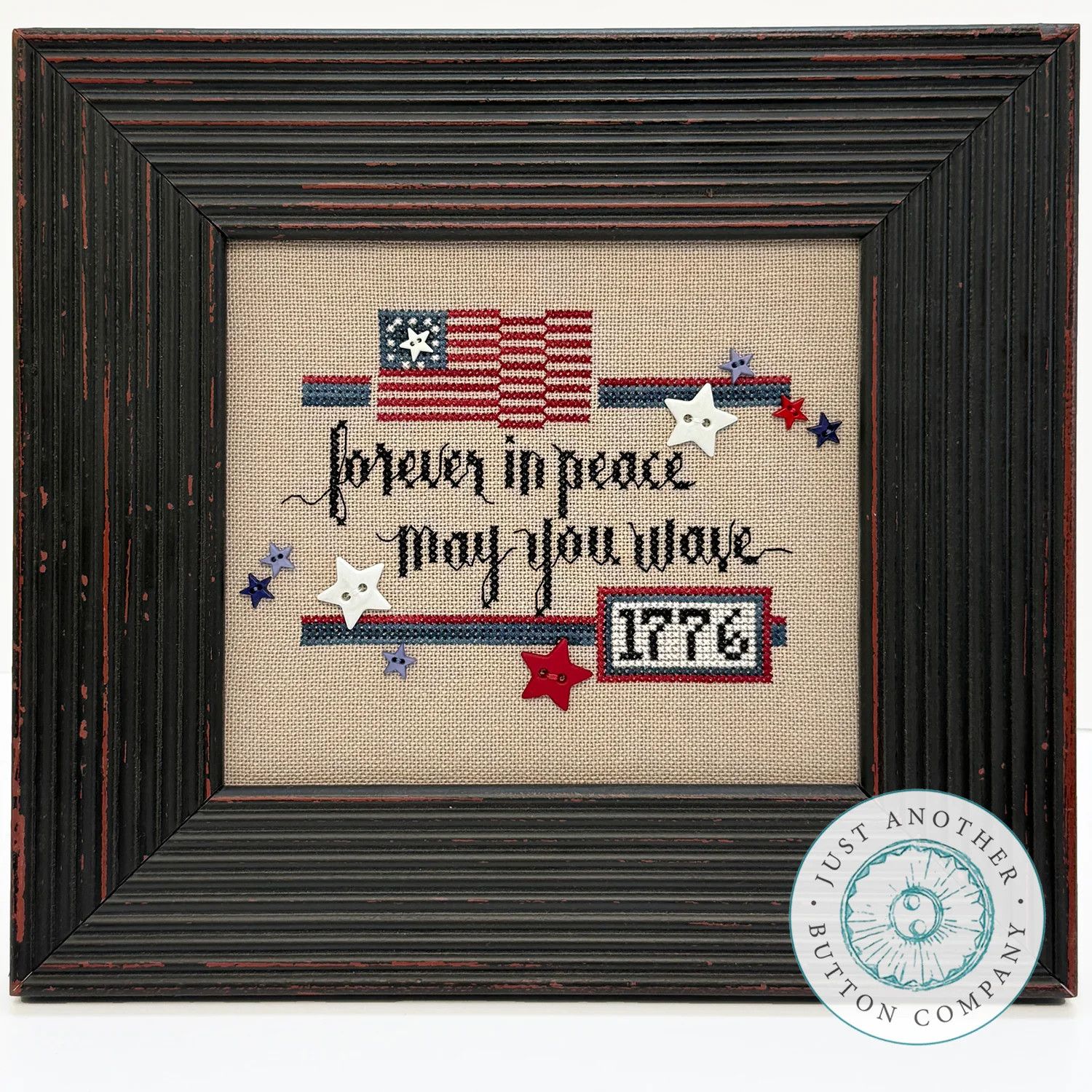 Forever In Peace Cross Stitch Design w/Buttons