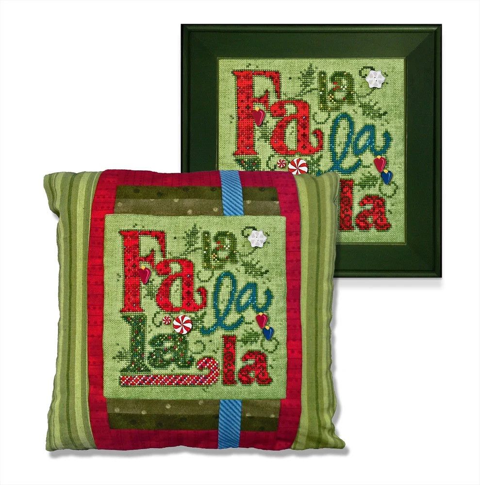 Fa La La Cross Stitch Design w/Buttons