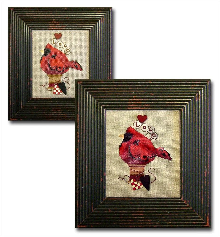 Lovebird Cross Stitch Design w/Buttons