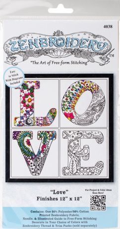 Zenbroidery Love Stamped Fabric