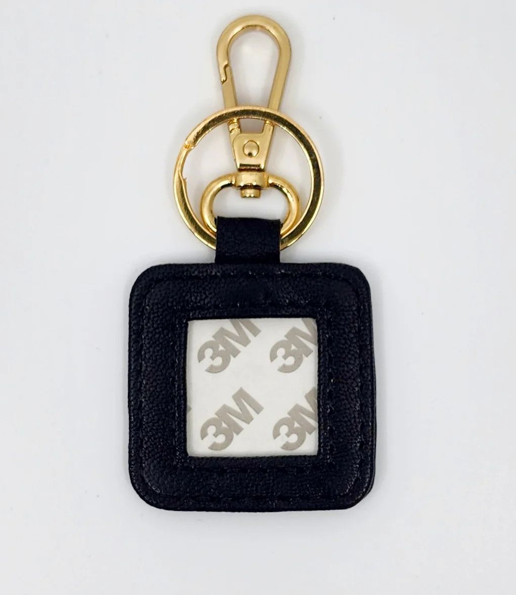Square Leather Key Fob: Black
